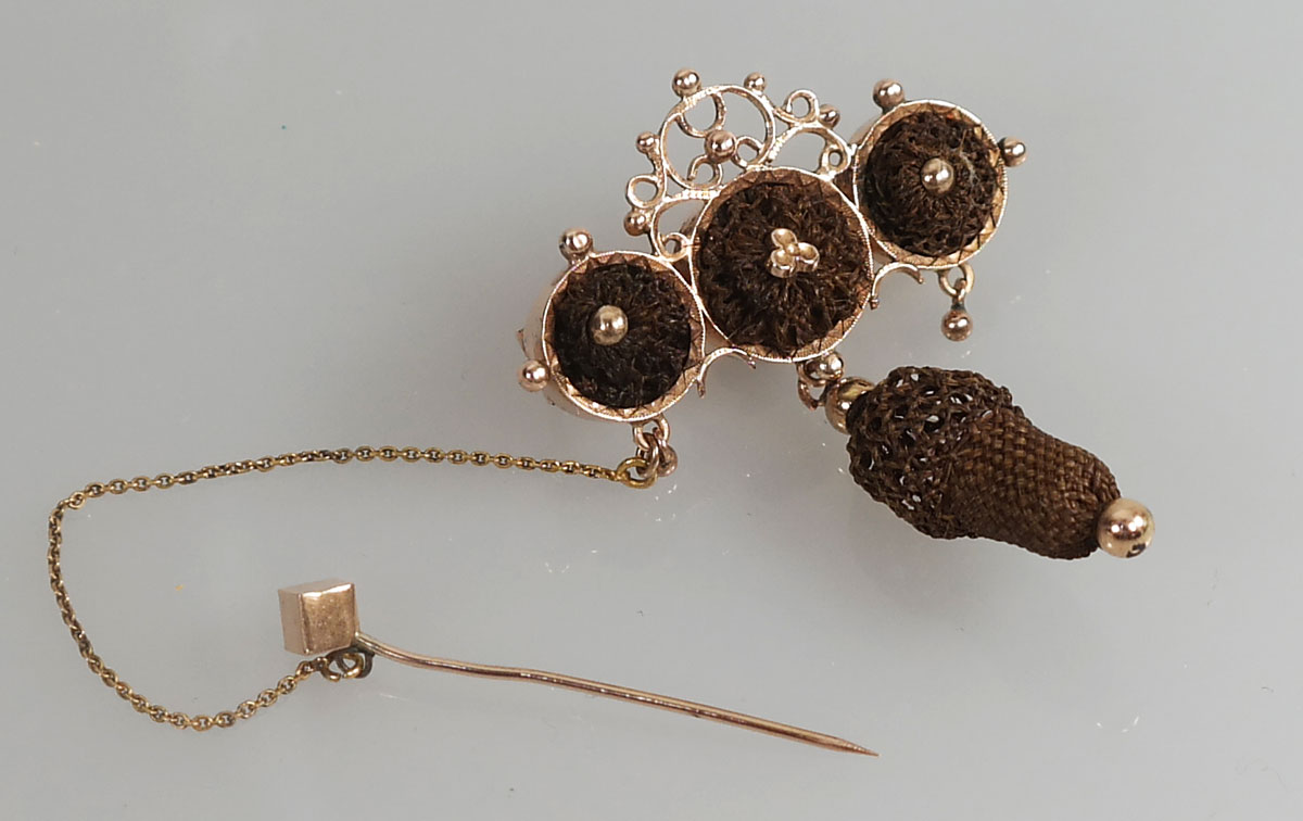 Reizen Pas op Lucht Antieke gouden haar broche - Antieke Sieraden - Kroone & Co