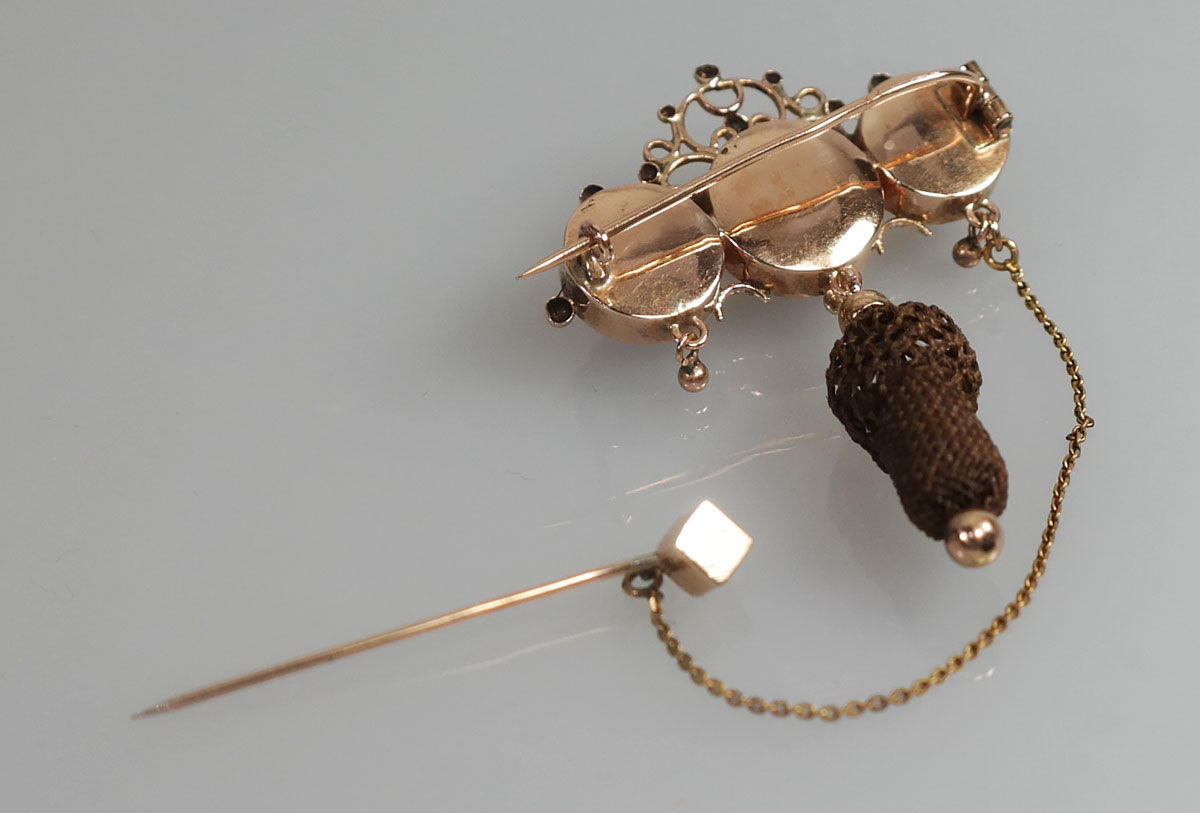 Reizen Pas op Lucht Antieke gouden haar broche - Antieke Sieraden - Kroone & Co